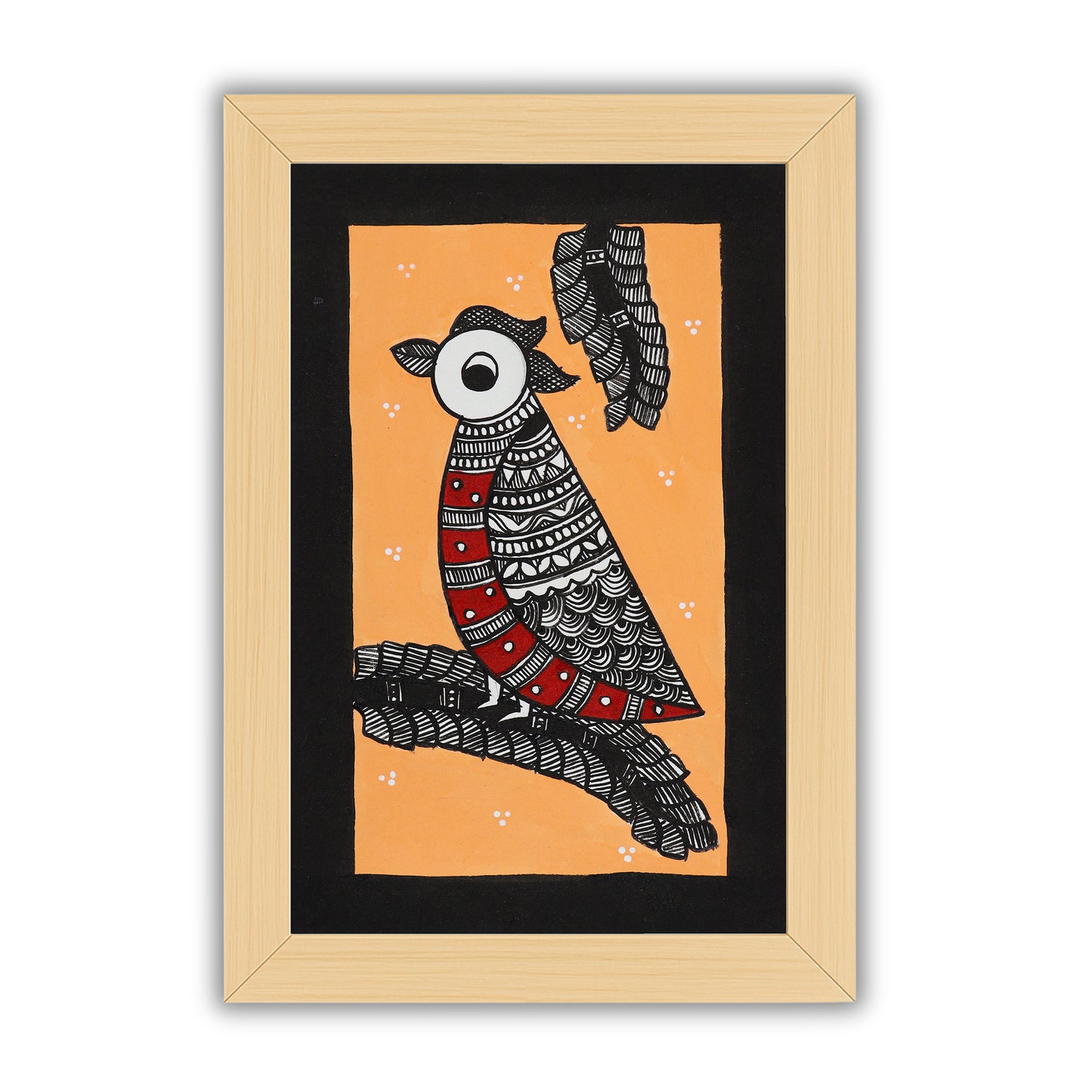 handmade madhubani painting painting peacock-in vibrant traditional folk art style