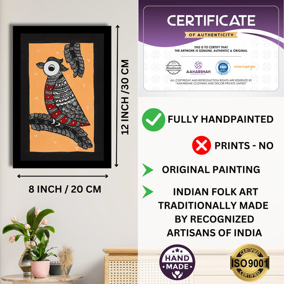 handmade iso certified-peacock madhubani painting