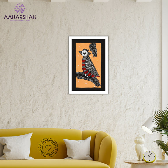 vibrant handmade peacock painting-depicting indian folk traditions
