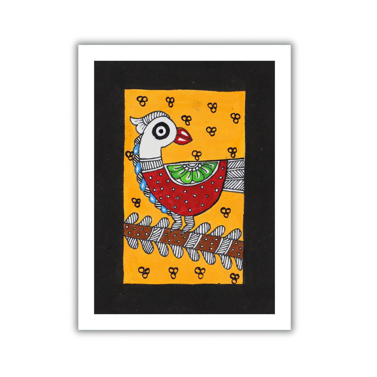 handmade madhubani painting peacock-in vibrant traditional folk art style
