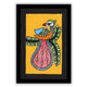 Handmade Madhubani Peacock Painting with white Frame Indian Wall Decor 8X12