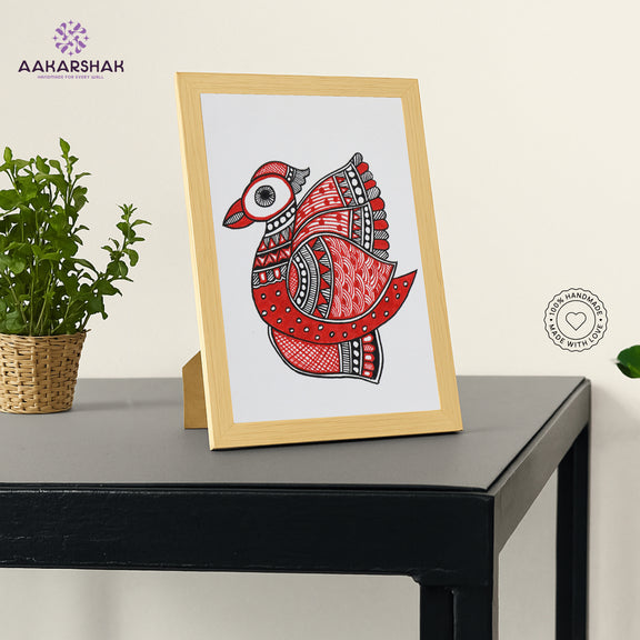 vibrant handmade madhubani painting-depicting indian folk traditi