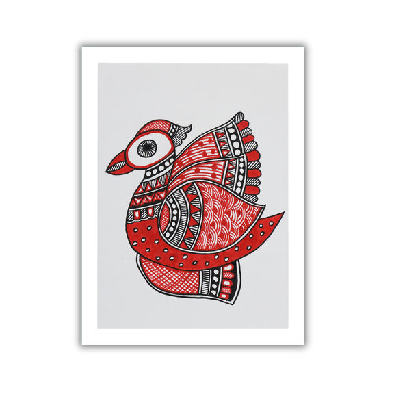 handmade madhubani painting peacock-in vibrant traditional folk art style