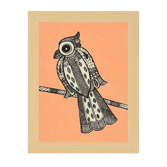 handmade madhubani painting peacock-in vibrant traditional folk art style