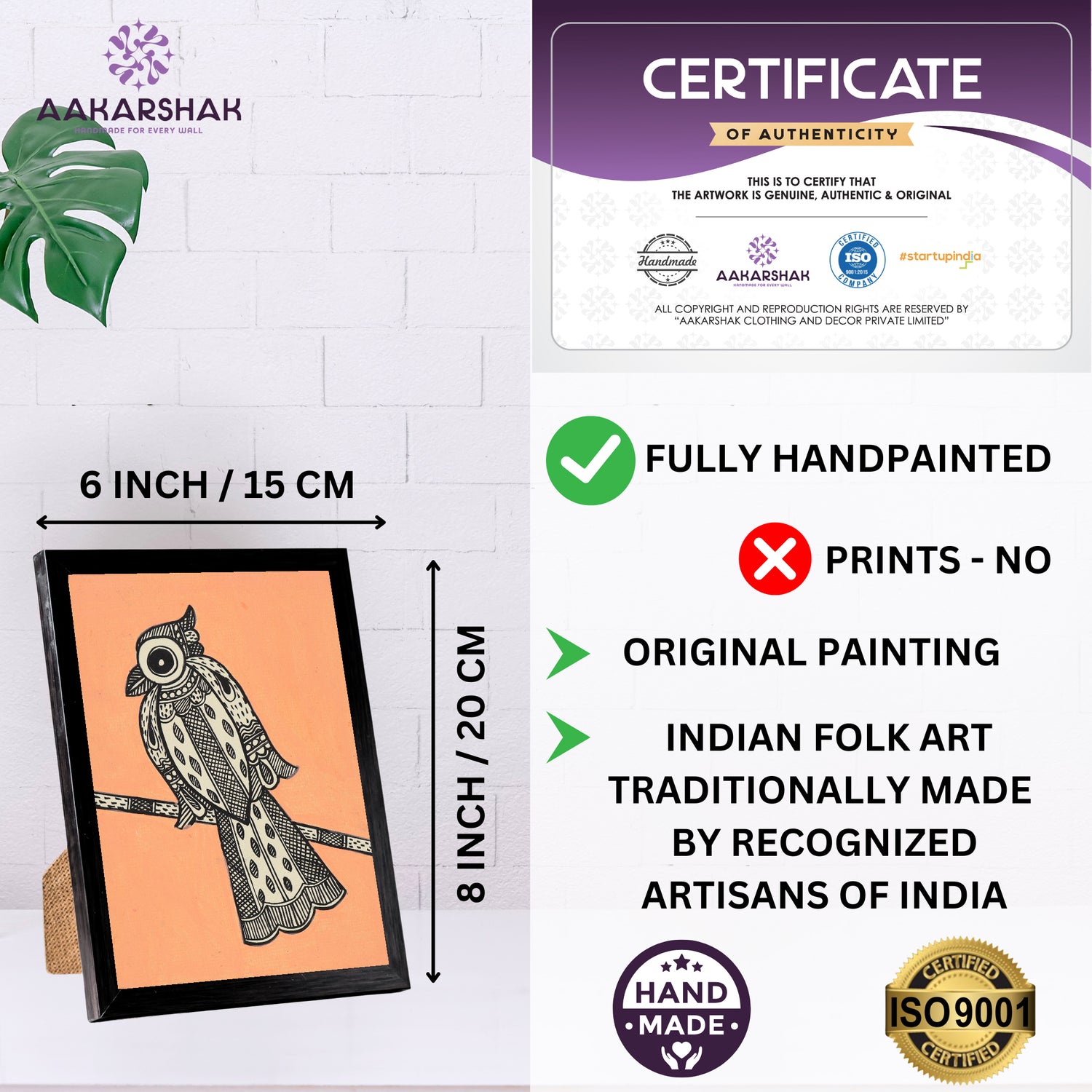 handmade iso certified madhubani-peacock painting
