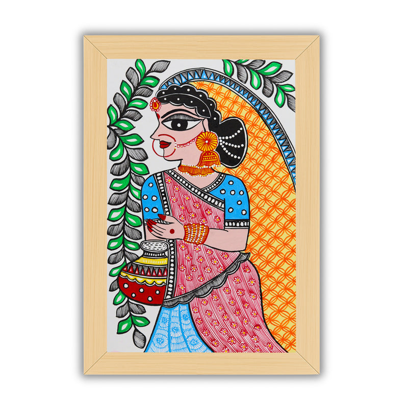 handmade madhubani painting painting radha-in vibrant traditional folk art style