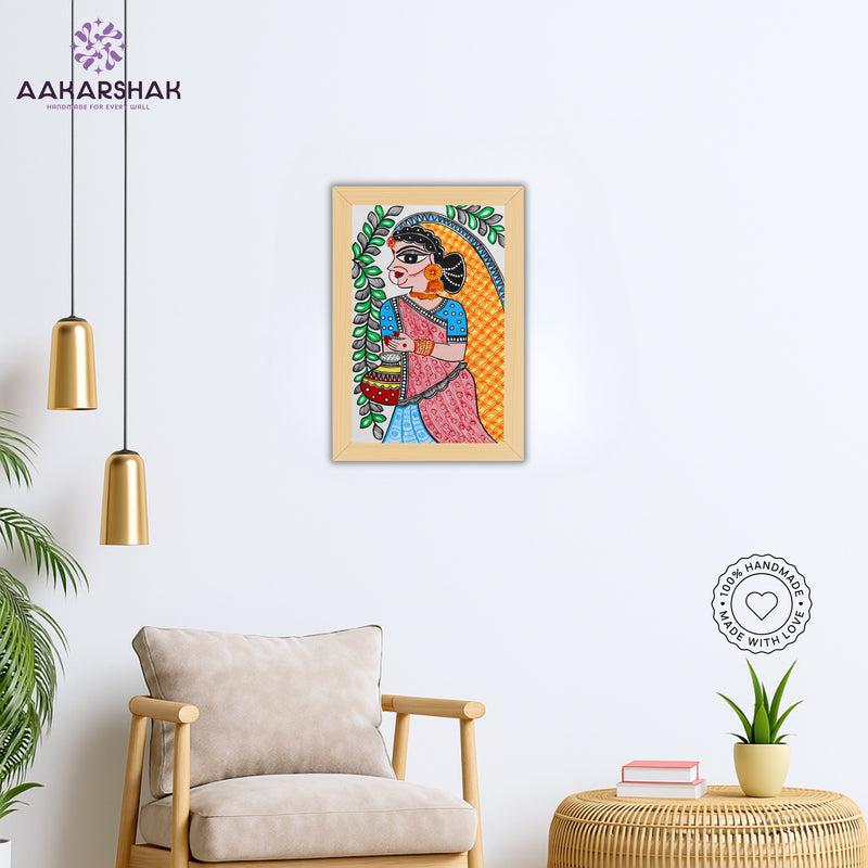 vibrant handmade radha painting-depicting indian folk traditions
