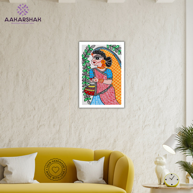 vibrant handmade radha painting-depicting indian folk traditions
