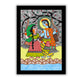 Framed artwork of a colorful radha-krishna-with handmade madhubani painting 