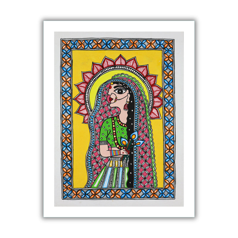 Handmade Radha Madhubani Painting Wall Decor