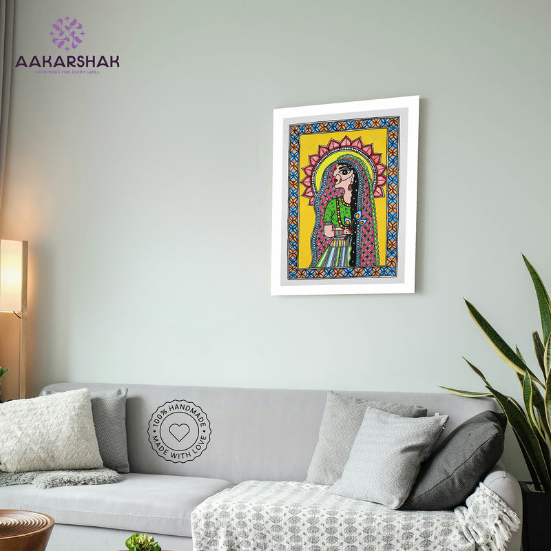 vibrant handmade radha painting-depicting indian folk traditions