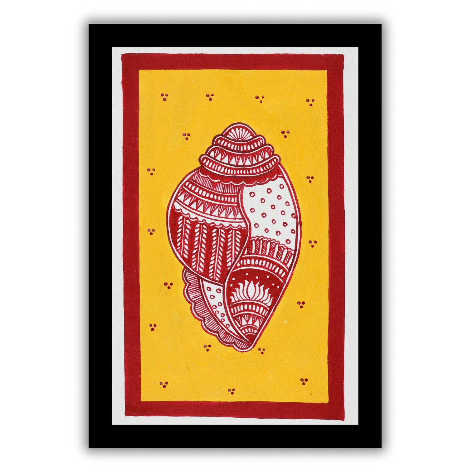 handmade madhubani painting painting Shankh-in vibrant traditional folk art style