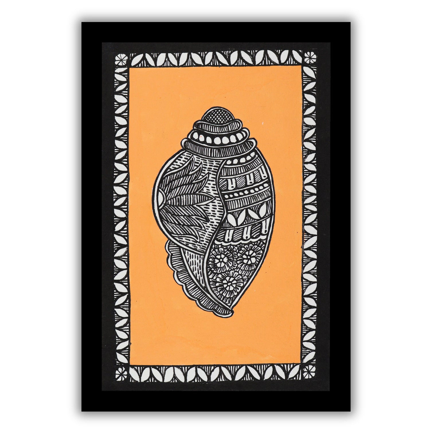 handmade madhubani painting painting Shankh-in vibrant traditional folk art style