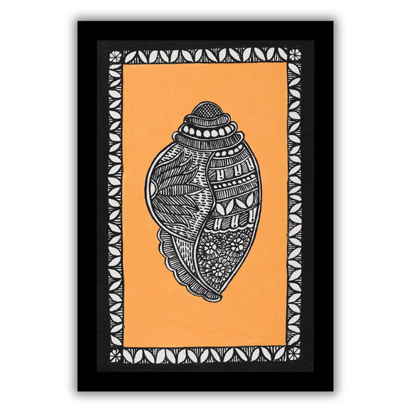 handmade madhubani painting painting Shankh-in vibrant traditional folk art style