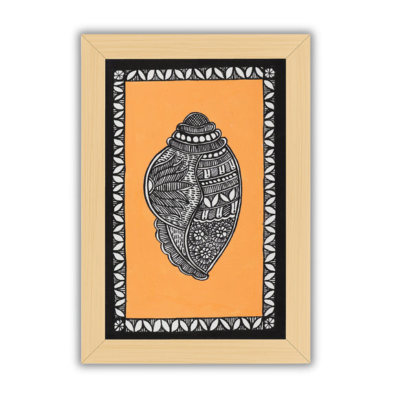 handmade madhubani painting painting Shankh-in vibrant traditional folk art style
