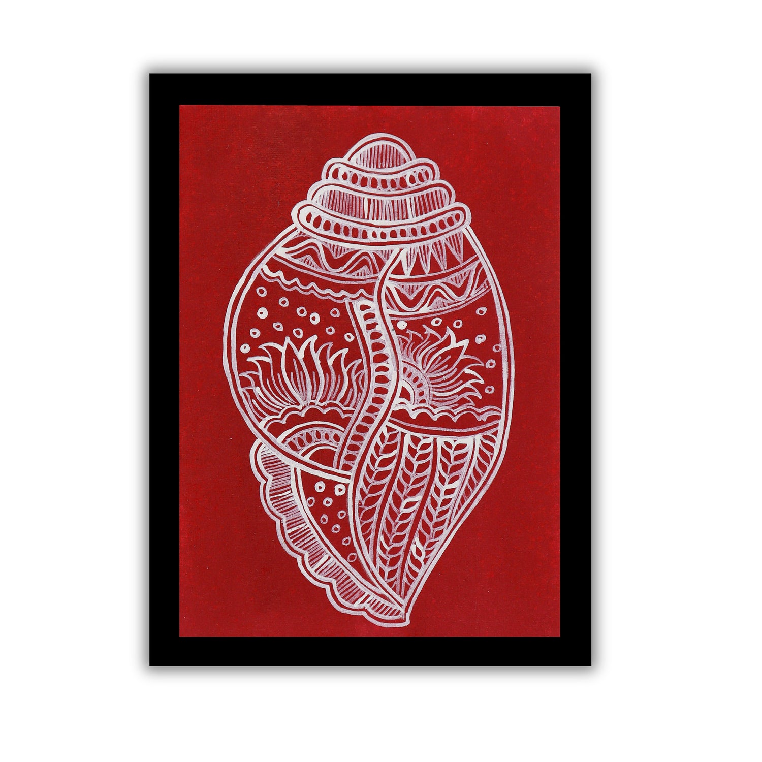 handmade madhubani painting shankha-in vibrant traditional folk art style
