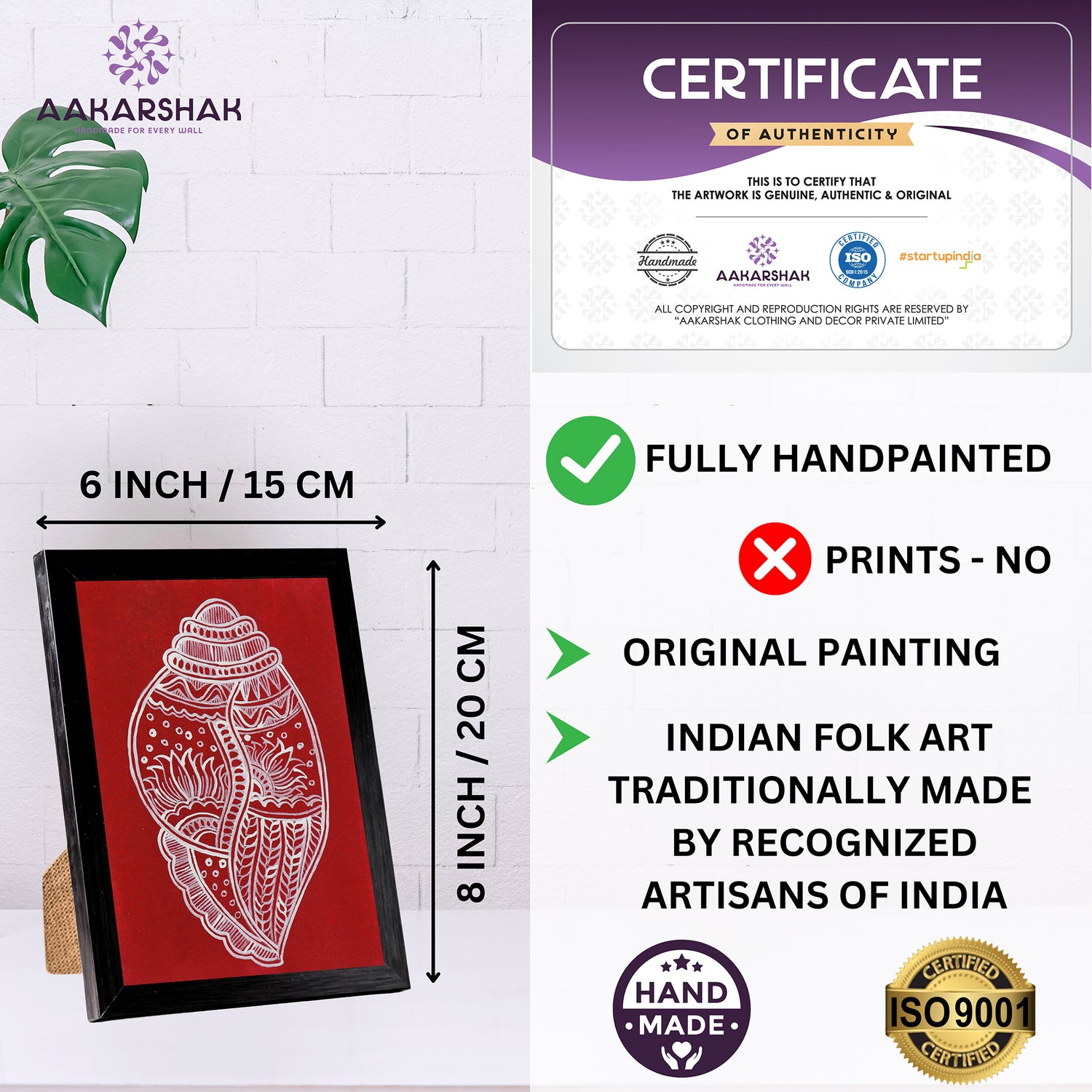 handmade iso certified-madhubani shankha painting
