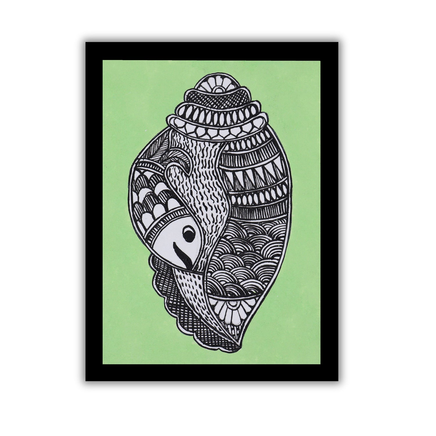 handmade madhubani painting shankha-in vibrant traditional folk art style
