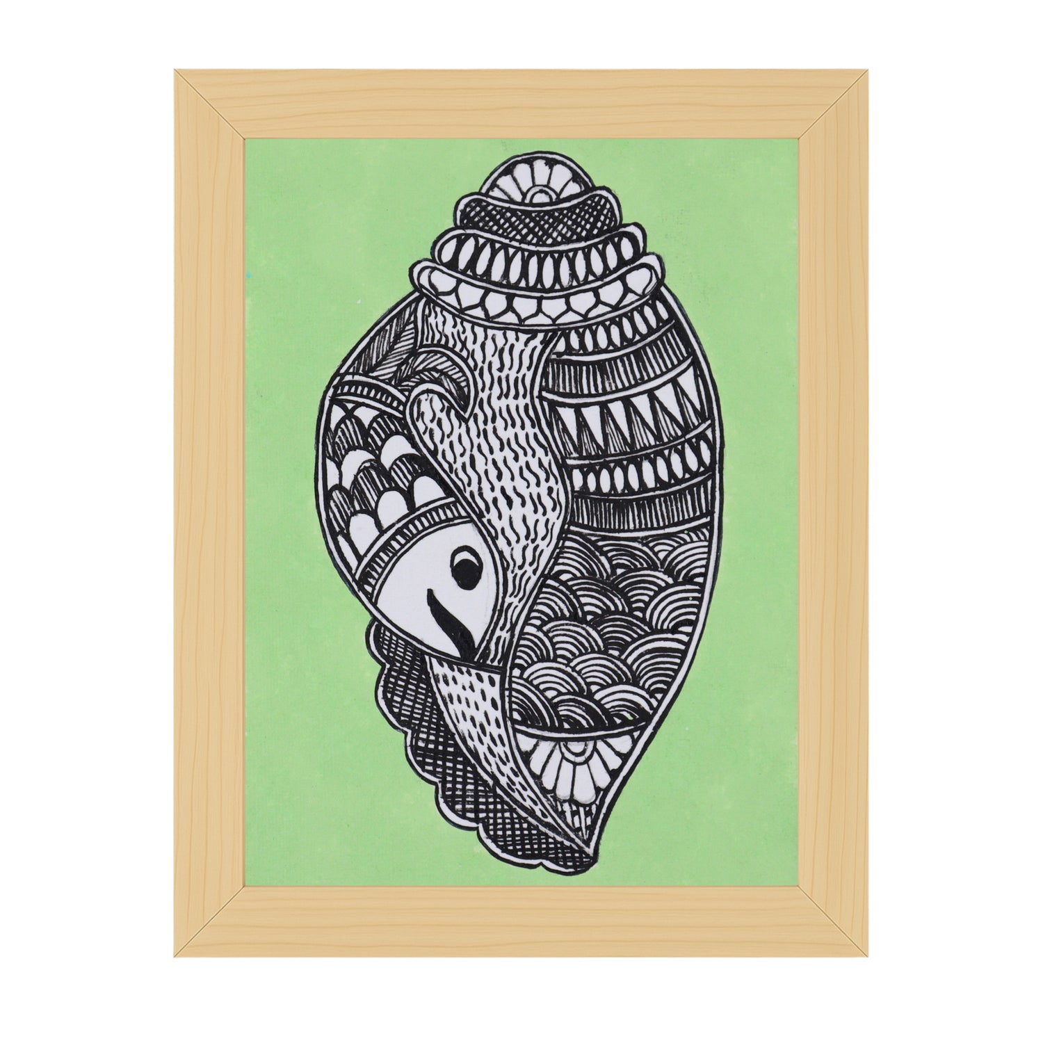 handmade madhubani painting shankha-in vibrant traditional folk art style
