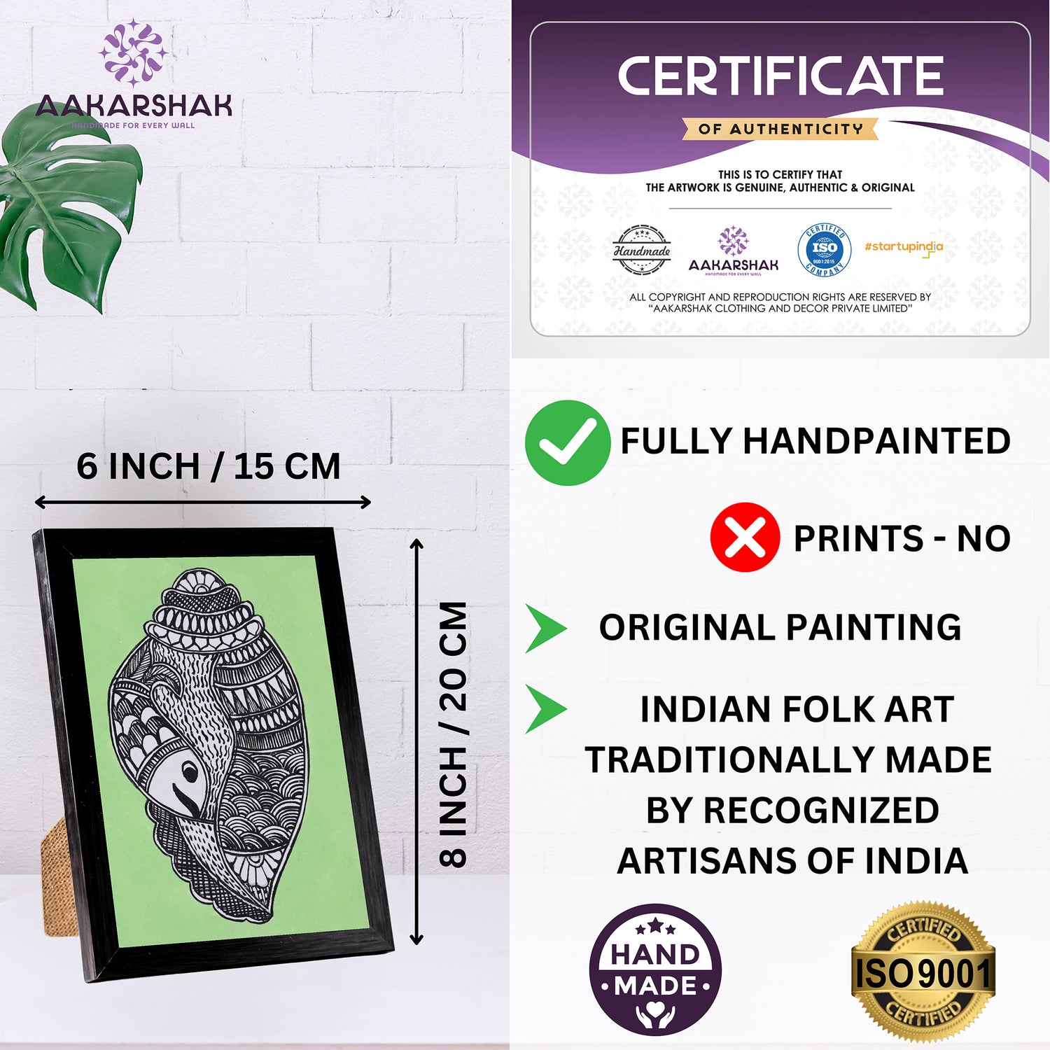 handmade iso certified-madhubani shankha painting
