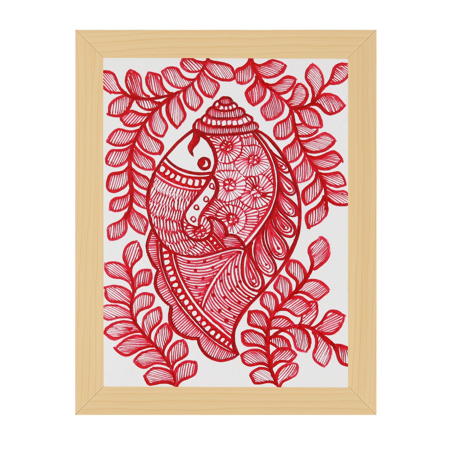 handmade madhubani painting shankha-in vibrant traditional folk art style
