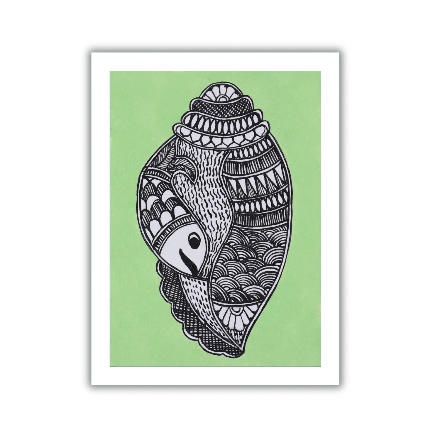 handmade madhubani painting shankha-in vibrant traditional folk art style

