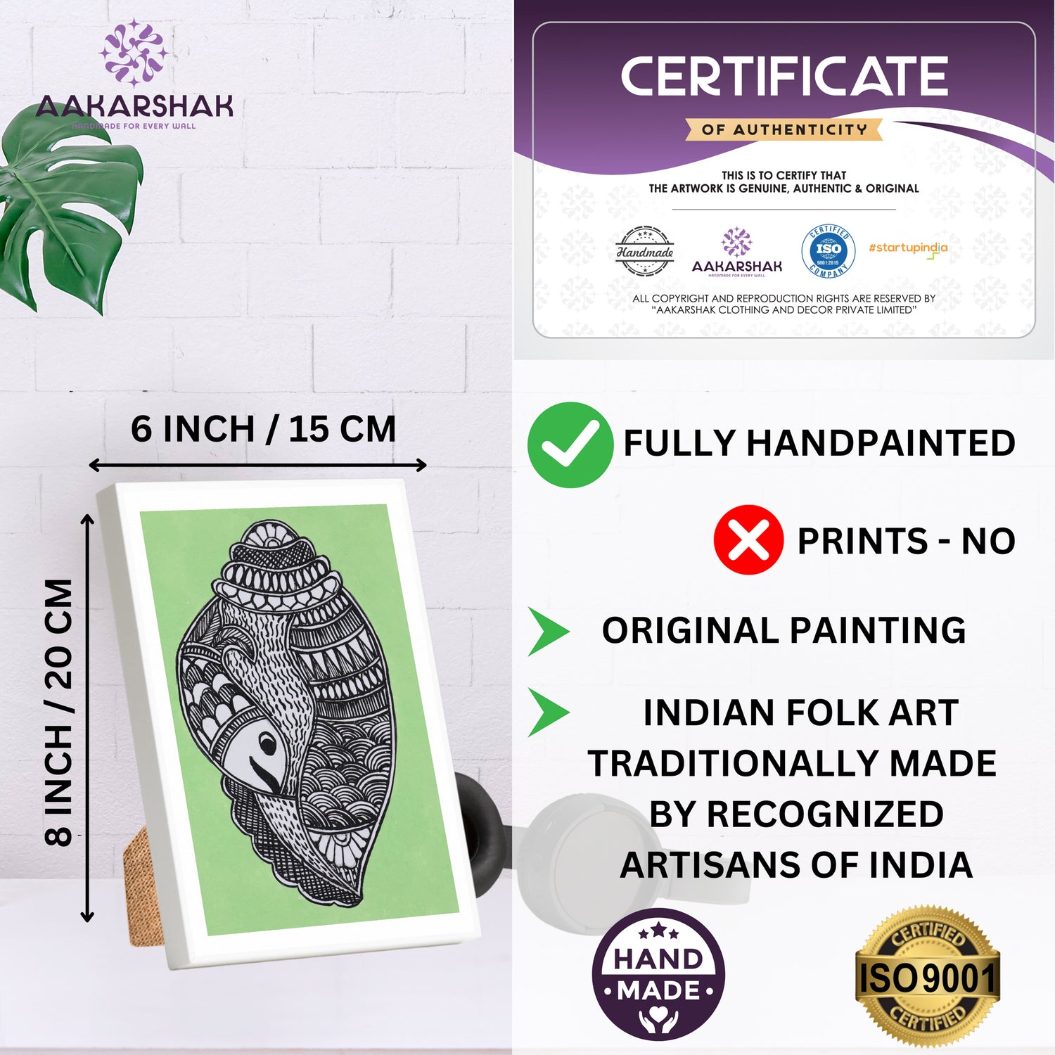 handmade iso certified-madhubani shankha painting
