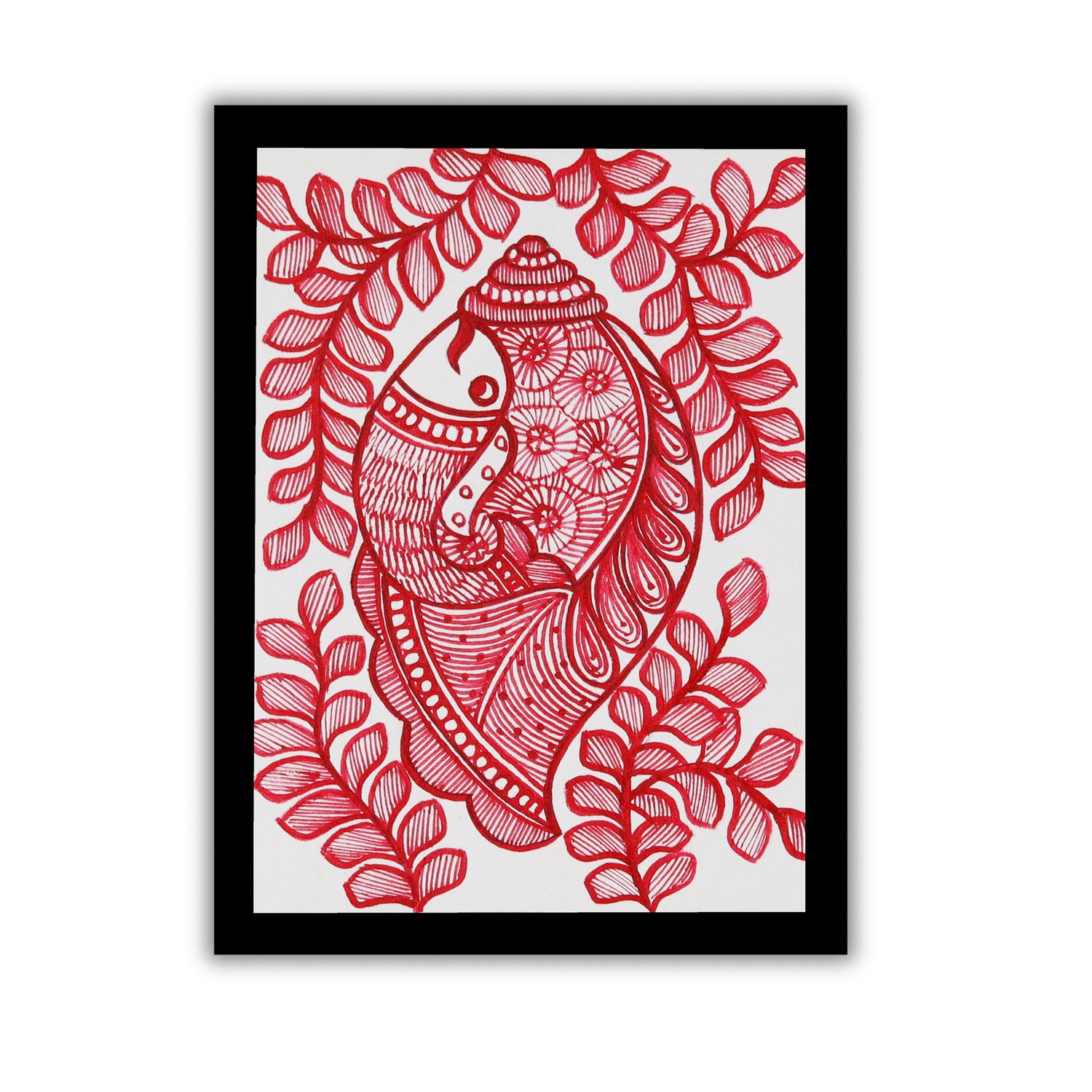 handmade madhubani painting shankha-in vibrant traditional folk art style

