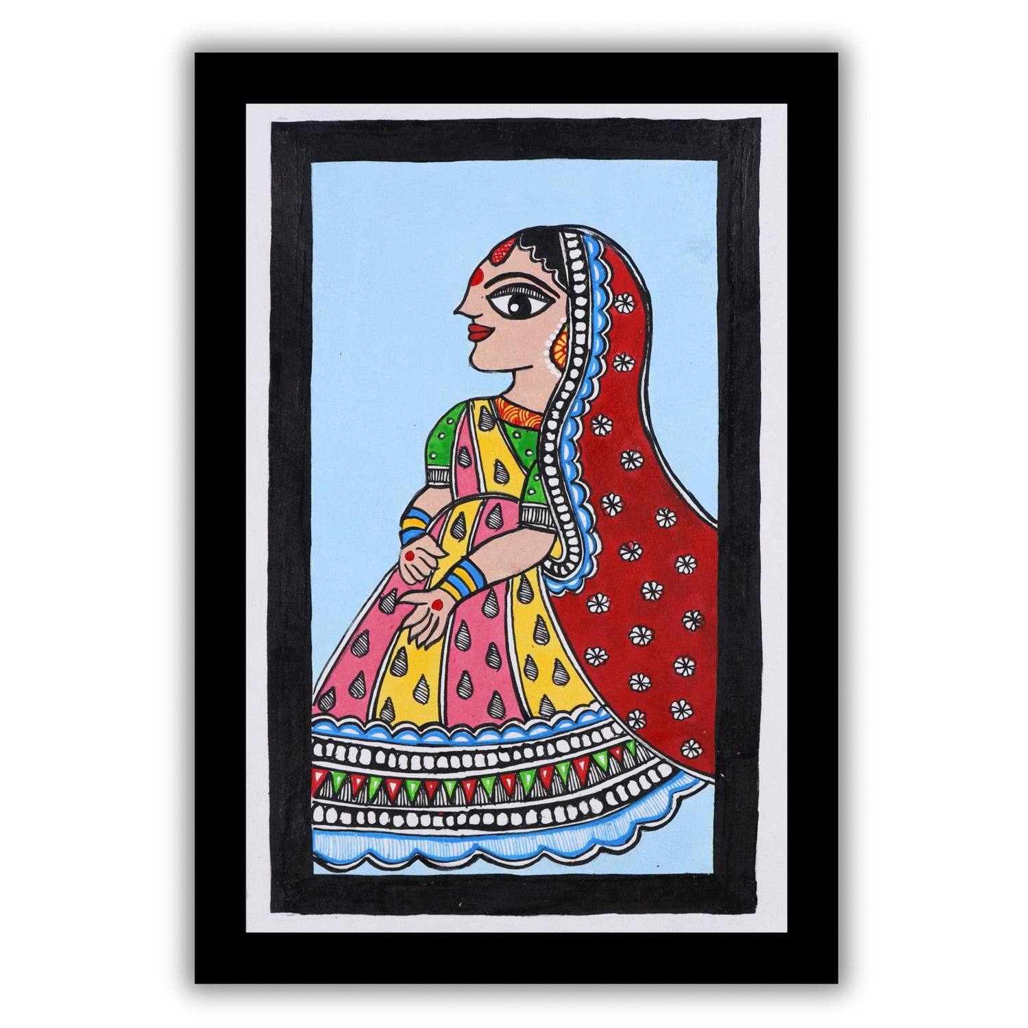 handmade madhubani painting painting Sita-in vibrant traditional folk art style