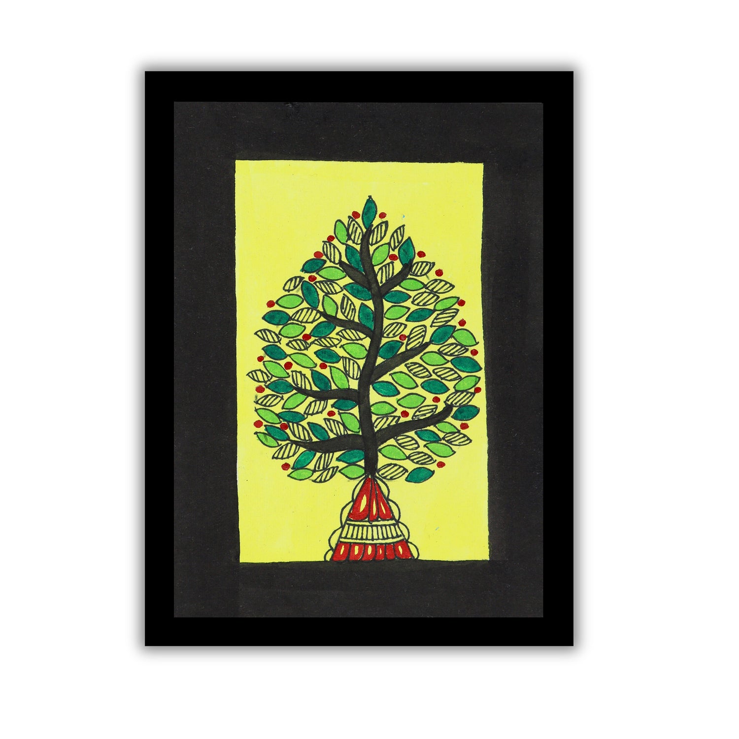 handmade madhubani painting flower-in vibrant traditional folk art style
