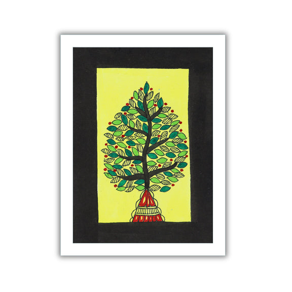 handmade madhubani painting flower-in vibrant traditional folk art style
