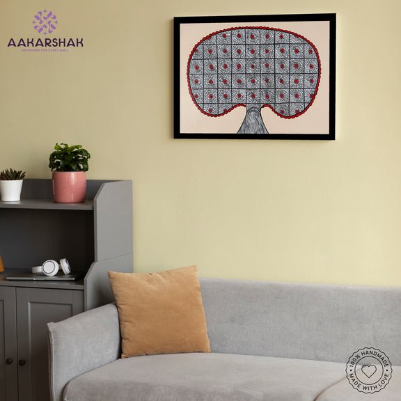 vibrant handmade tree of life painting-depicting indian folk traditions