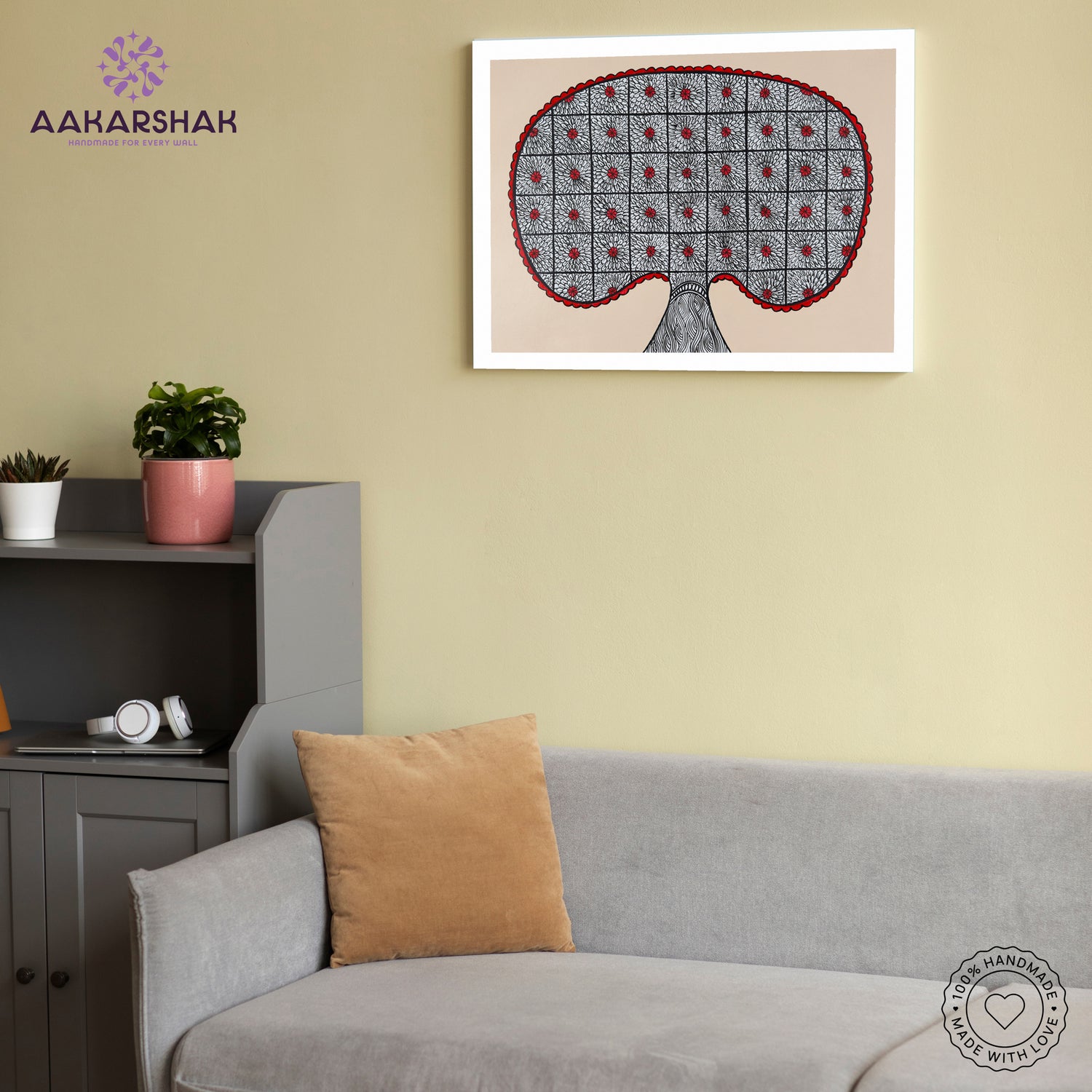 vibrant handmade tree of life painting-depicting indian folk traditions