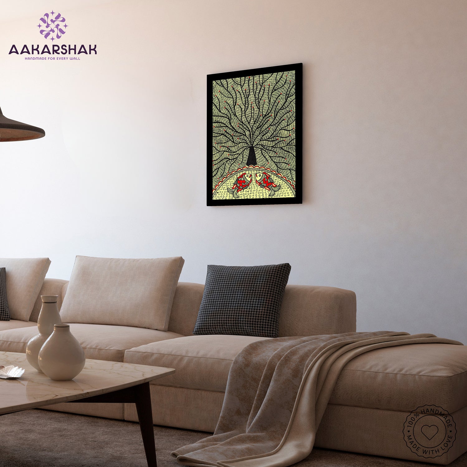 vibrant handmade tree of life painting-depicting indian folk traditions