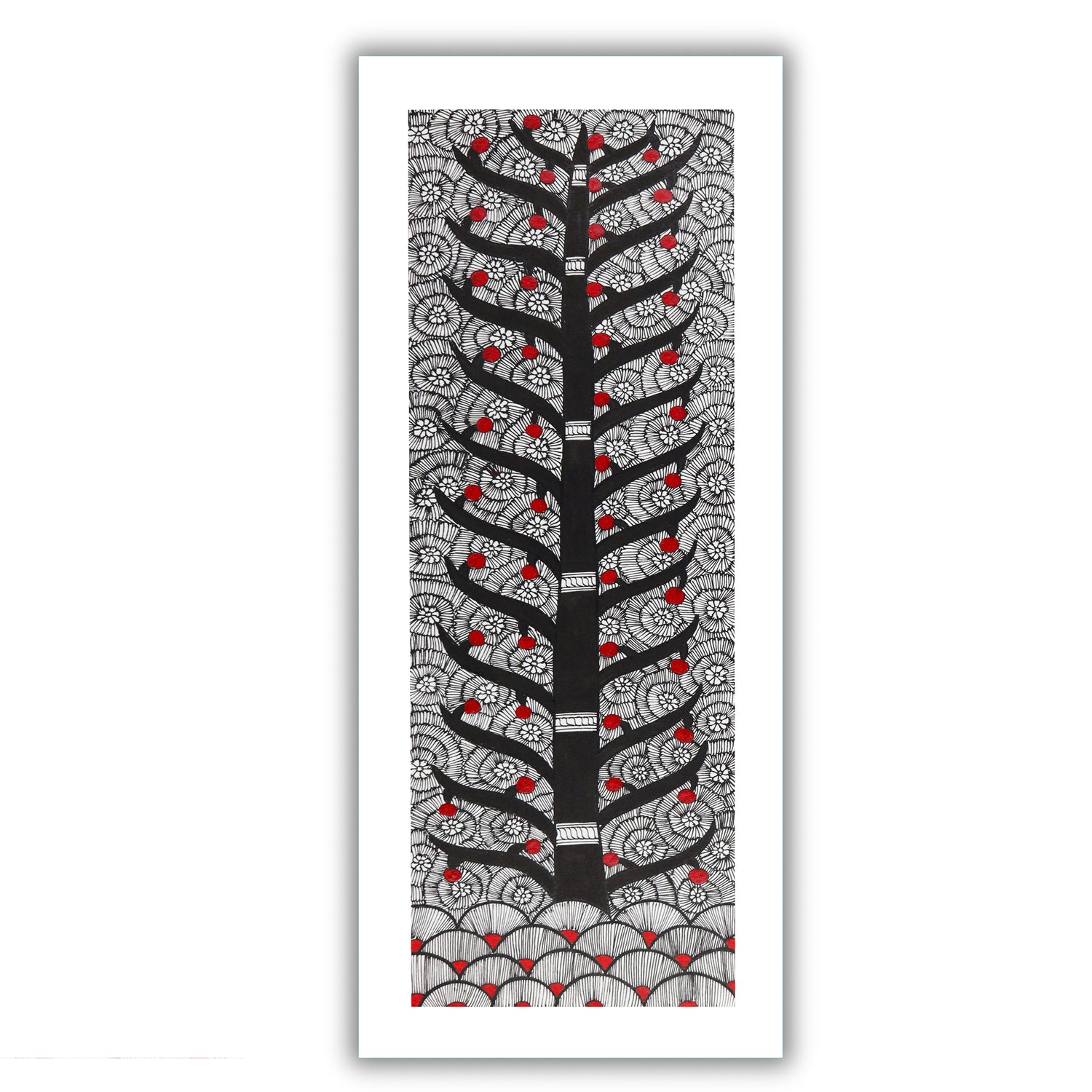 Framed artwork of a colorful tree of life-with handmade madhubani painting 