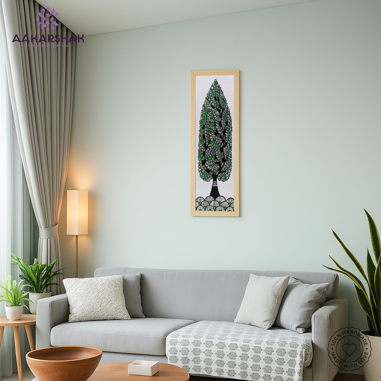 vibrant handmade tree of life painting-depicting indian folk traditions
