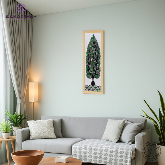 vibrant handmade tree of life painting-depicting indian folk traditions