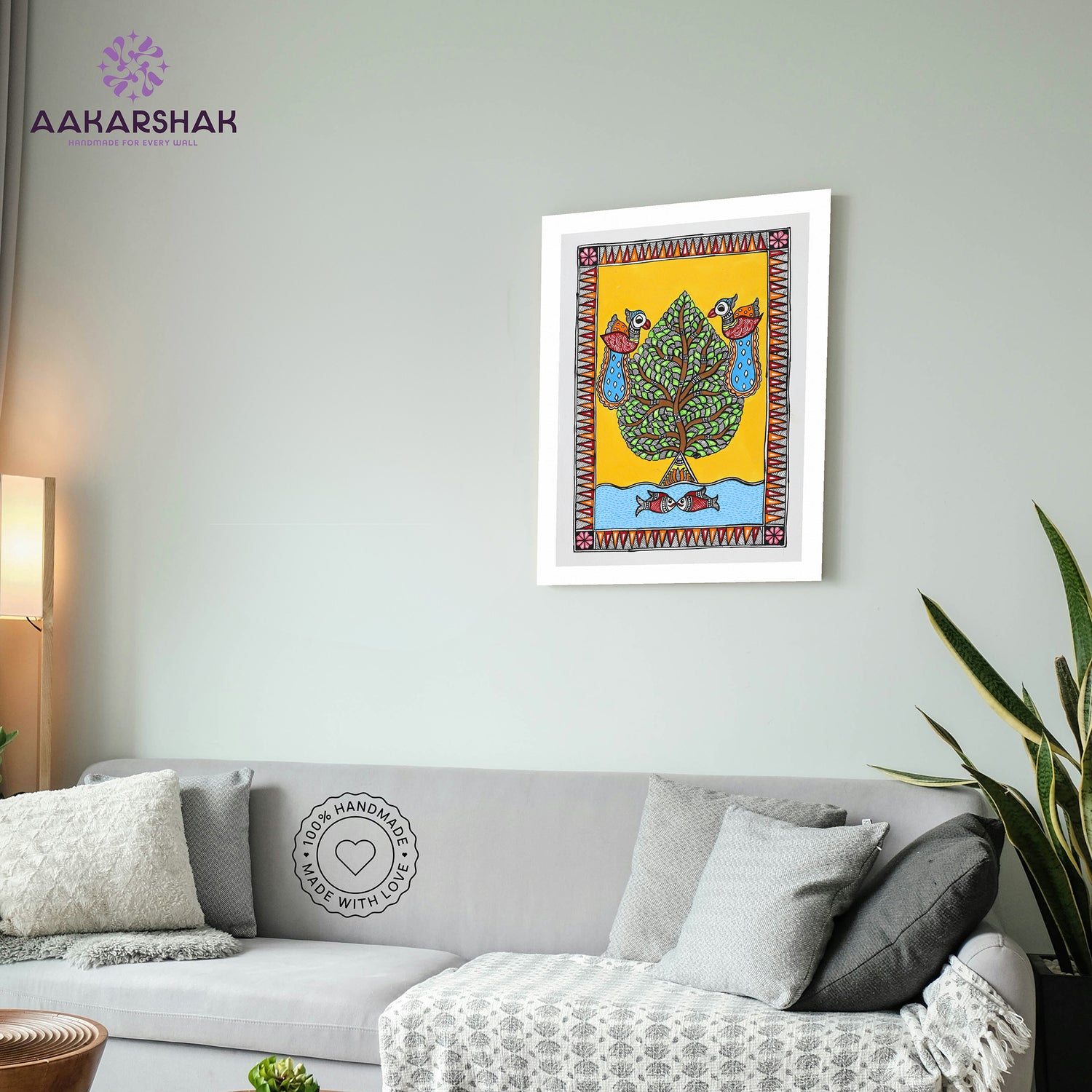 vibrant handmade tree of life painting-depicting indian folk traditions