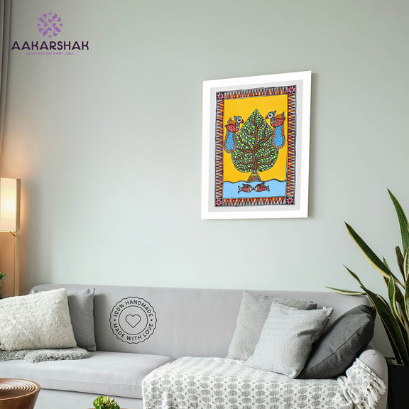 vibrant handmade tree of life painting-depicting indian folk traditions