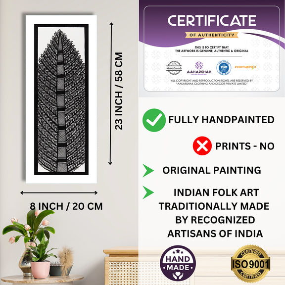 Framed artwork with dimensions, authenticity certificate and handmade iso certified-tree of life madhubani painting