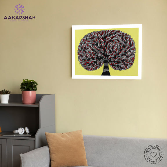 vibrant handmade tree of life painting-depicting indian folk traditions