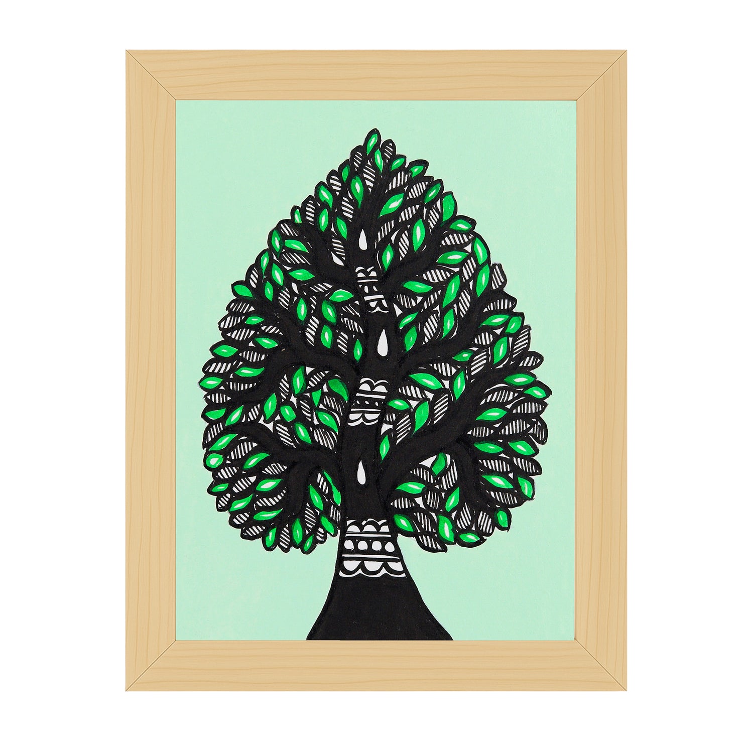 handmade madhubani painting tree of life-in vibrant traditional folk art style
