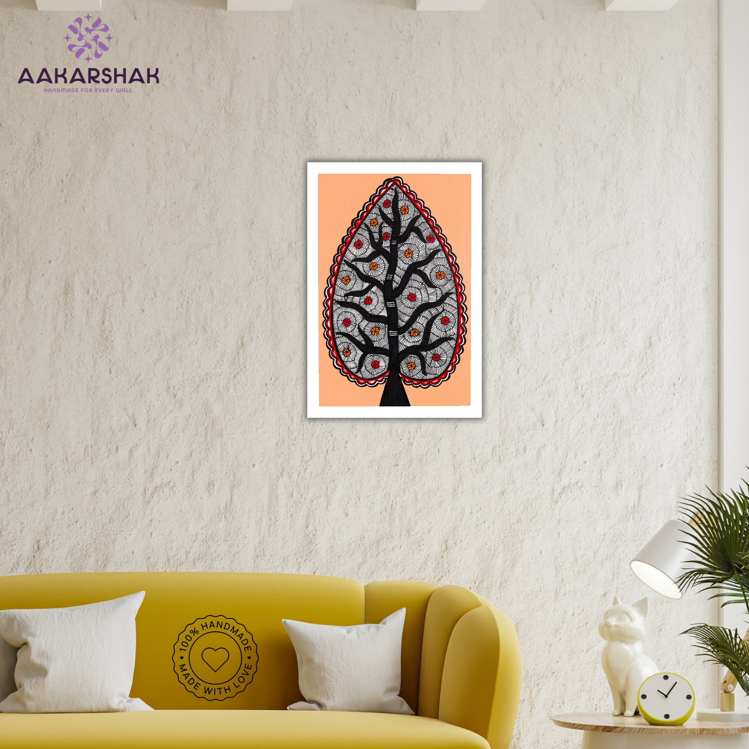 vibrant handmade tree of life painting-depicting indian folk traditions