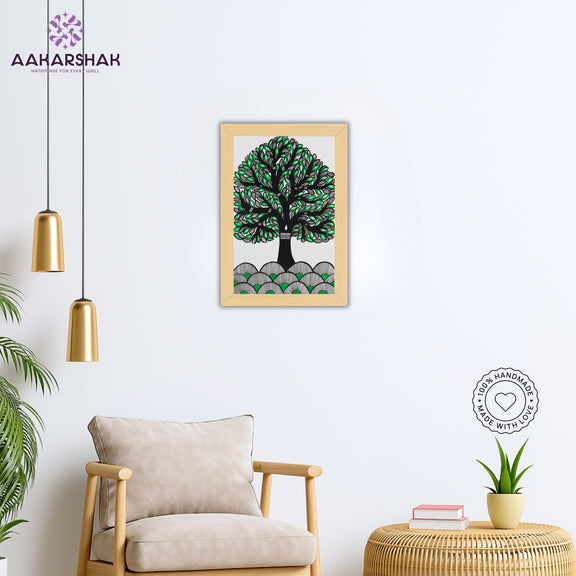 vibrant handmade tree of life painting-depicting indian folk traditions