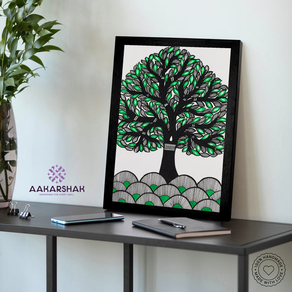 vibrant handmade tree of life painting-depicting indian folk traditions