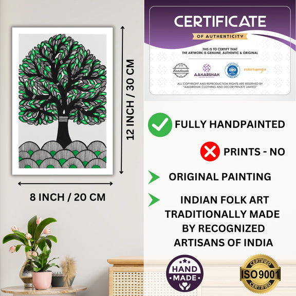 Decorative handmade art with dimensions and authenticity certificate -iso certified tree of life madhubani 