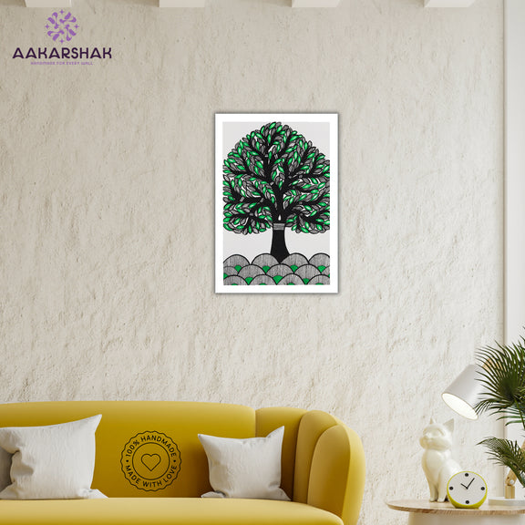 vibrant handmade tree of life painting-depicting indian folk traditions
