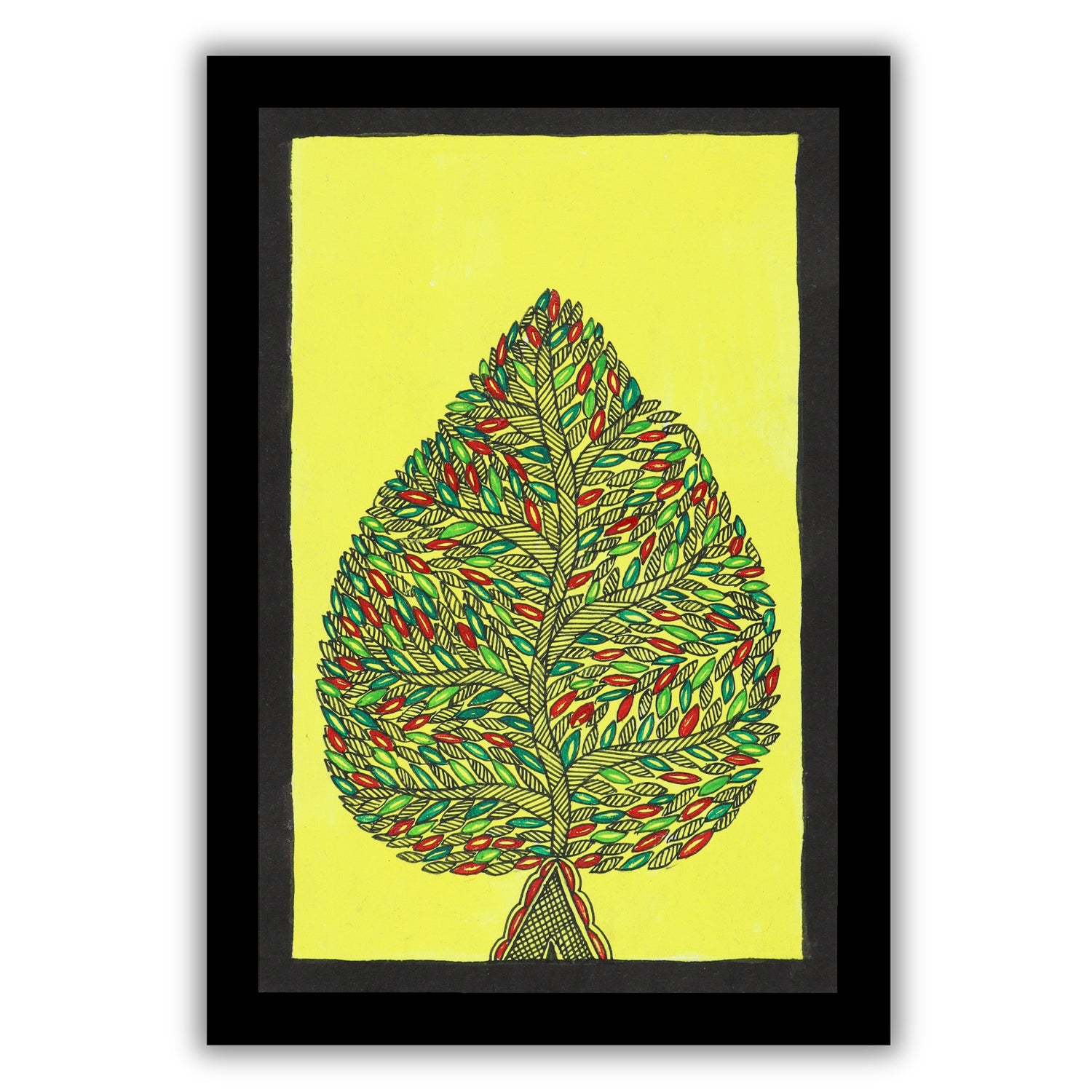 handmade madhubani painting painting tree of life-in vibrant traditional folk art style