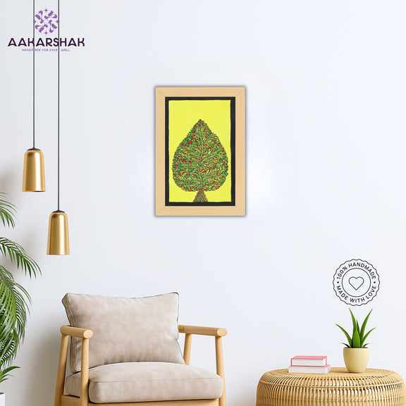 vibrant handmade tree of life painting-depicting indian folk traditions
