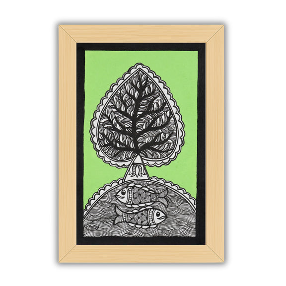 handmade madhubani painting painting tree of life-in vibrant traditional folk art style